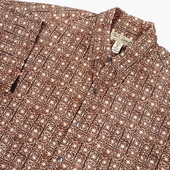 Tori Richard Other - Tori‎ Richard Shirt Mens Medium Brown Cotton Lawn Geometric Button Up Hawaiian